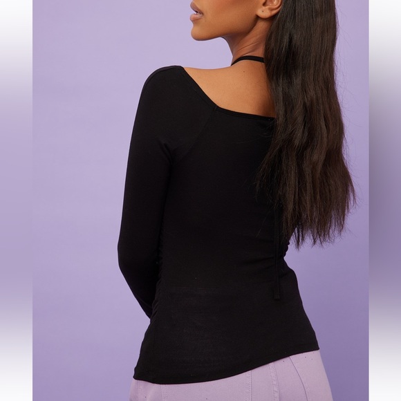 Halterneck Detail Long Sleeve Top - Picture 3 of 5